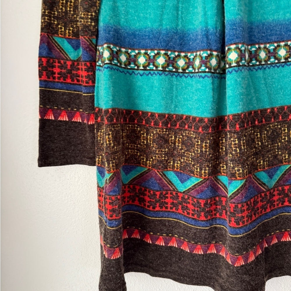 Y2K Aryeh Multicolor Striped Geometric Zip Front Long Sleeve Sweater Dress L - Picture 2 of 12
